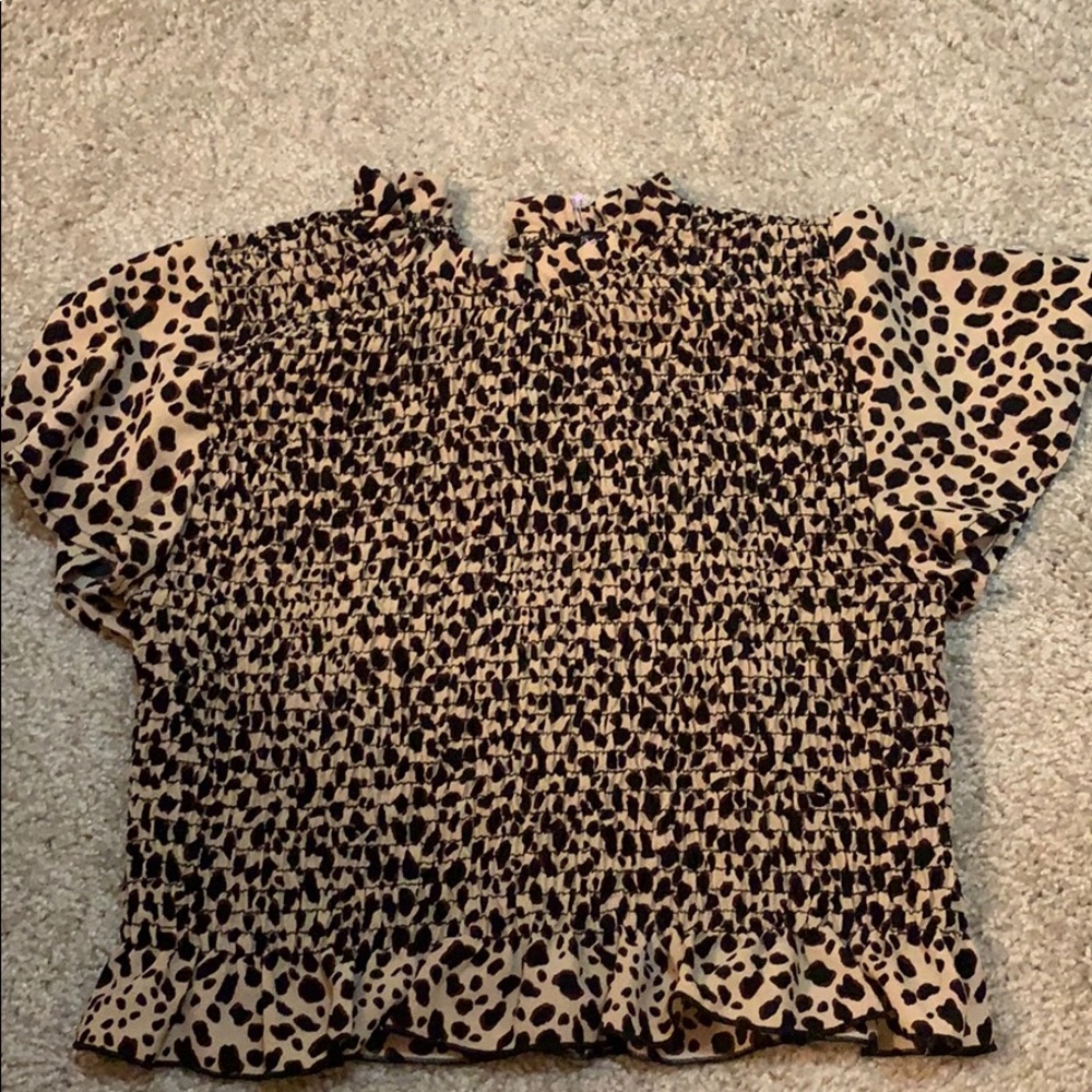 Cheetah print smocked crop top